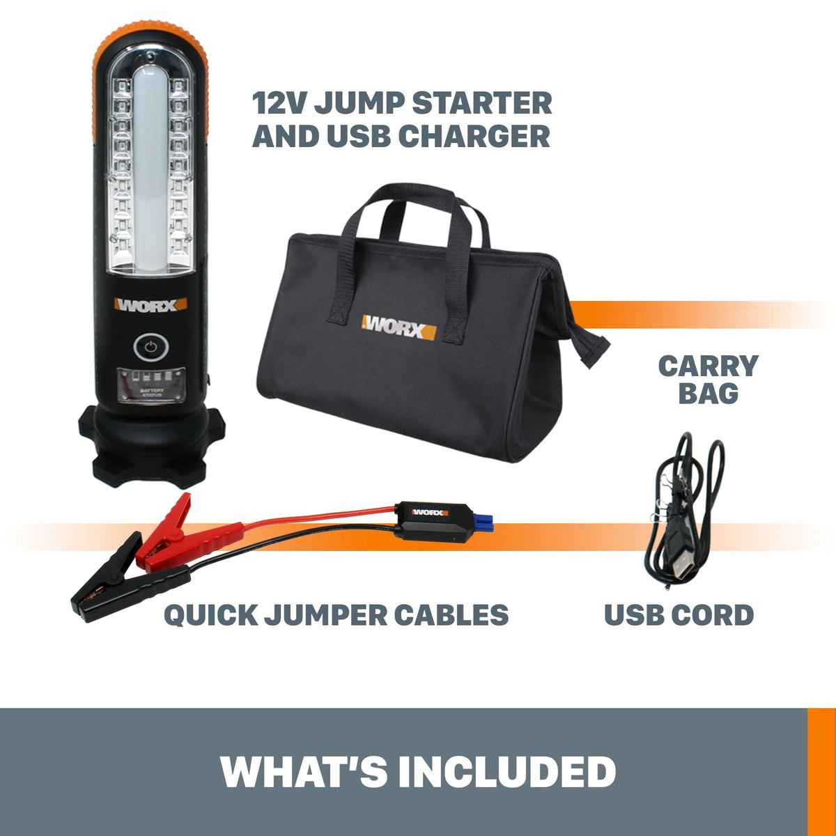 Worx WX852L Multi-Function Portable Car Jump Starter with USB Charging