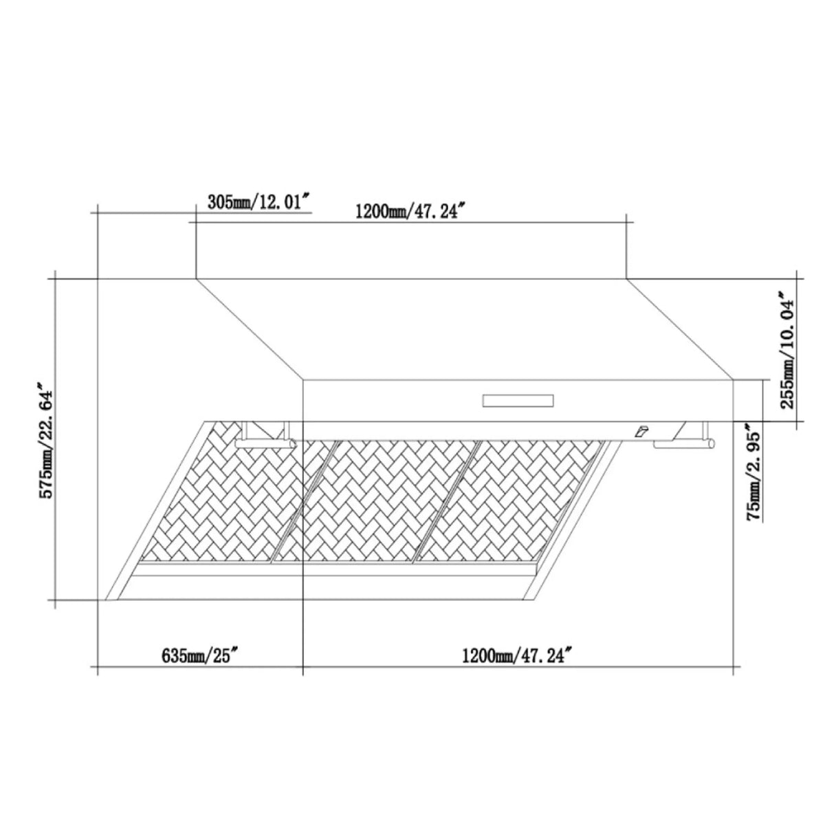 Savona - 48 Wall Mount Range Hood with Hybrid Filters & Back Splash