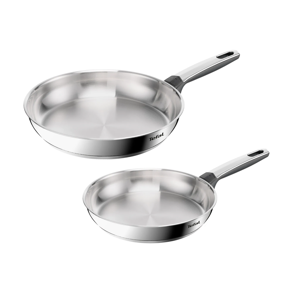 Tefal Emotion+ Induction Stainless Steel Uncoated Twin Pack Frypan 24/28cm