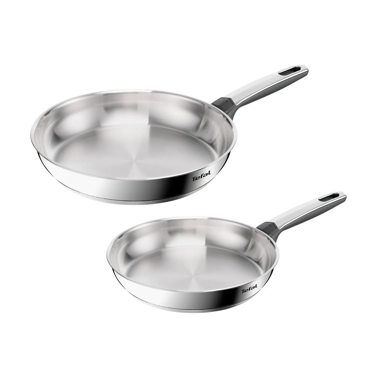 Tefal Emotion+ Induction Stainless Steel Uncoated Twin Pack Frypan 24/28cm