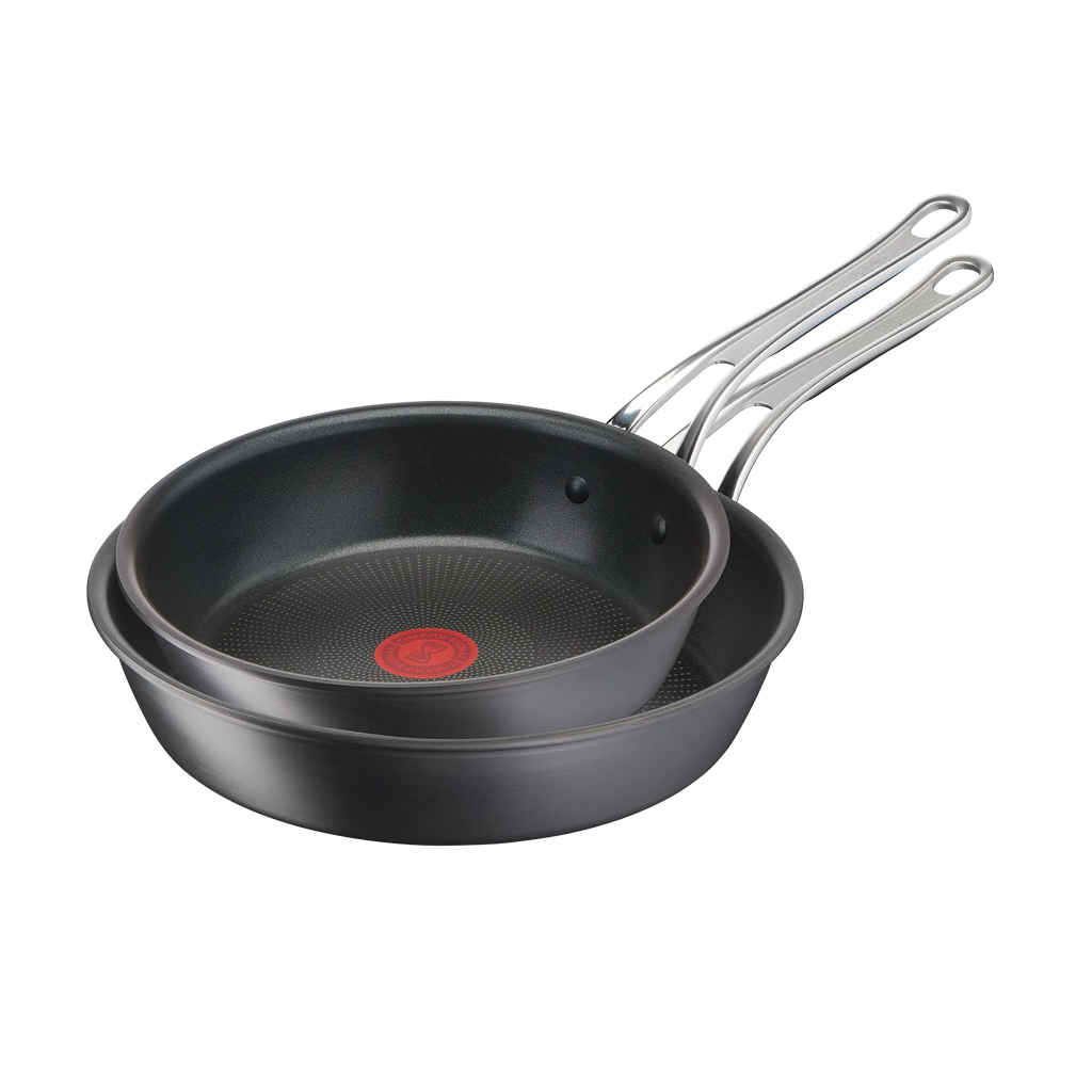 Jamie Oliver by Tefal Cooks Classic Non-Stick Induction Hard Anodised Twinpack Frypan Set 24/28cm