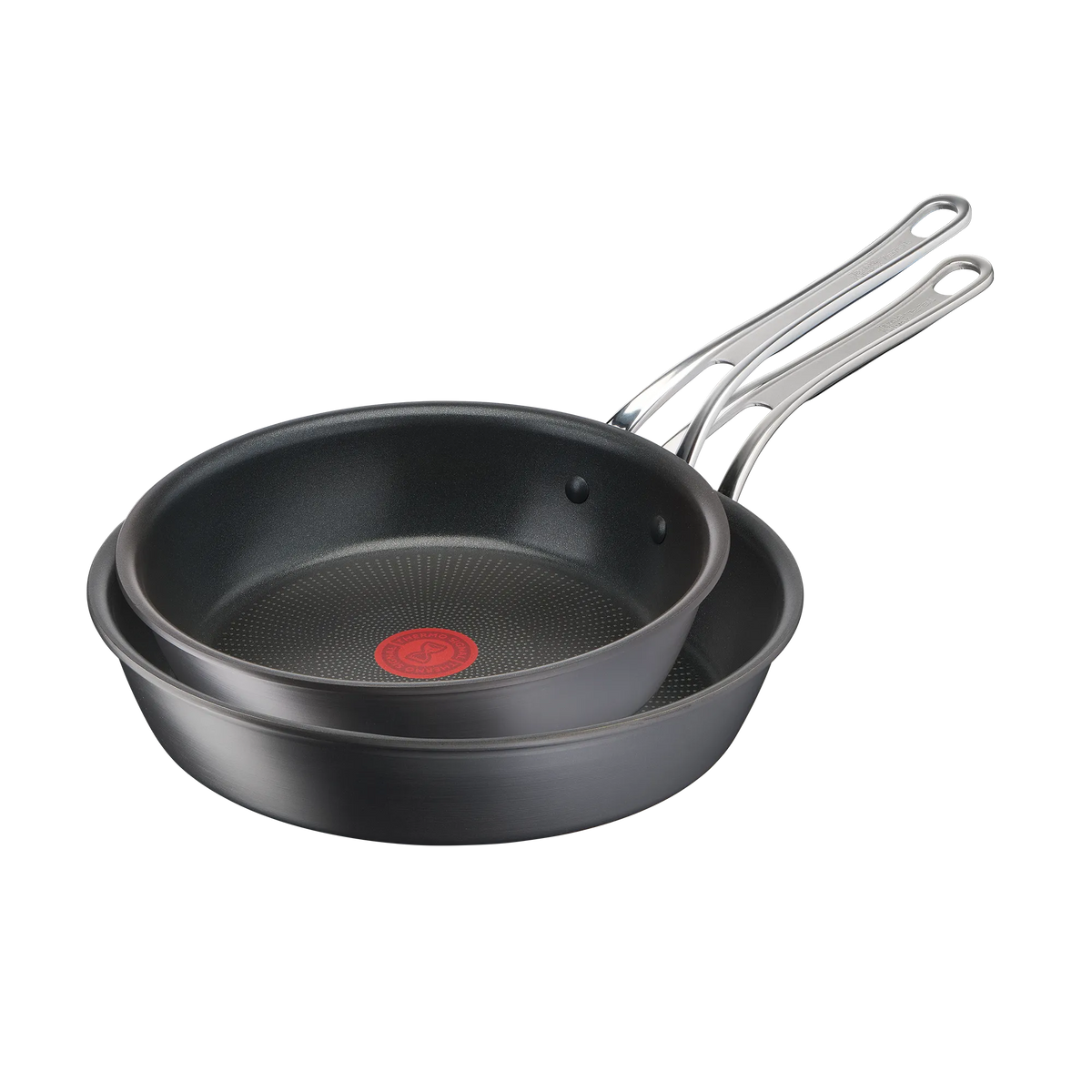 Jamie Oliver by Tefal Cooks Classic Non-Stick Induction Hard Anodised Twinpack Frypan Set 24/28cm