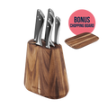 Jamie Oliver by Tefal Knife Block 6pc Set with BONUS Jamie Oliver Medium Wooden Board