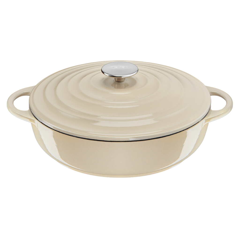 Tefal LOV Induction Cast Iron Beige Shallowpot 28cm/3.8L + Lid