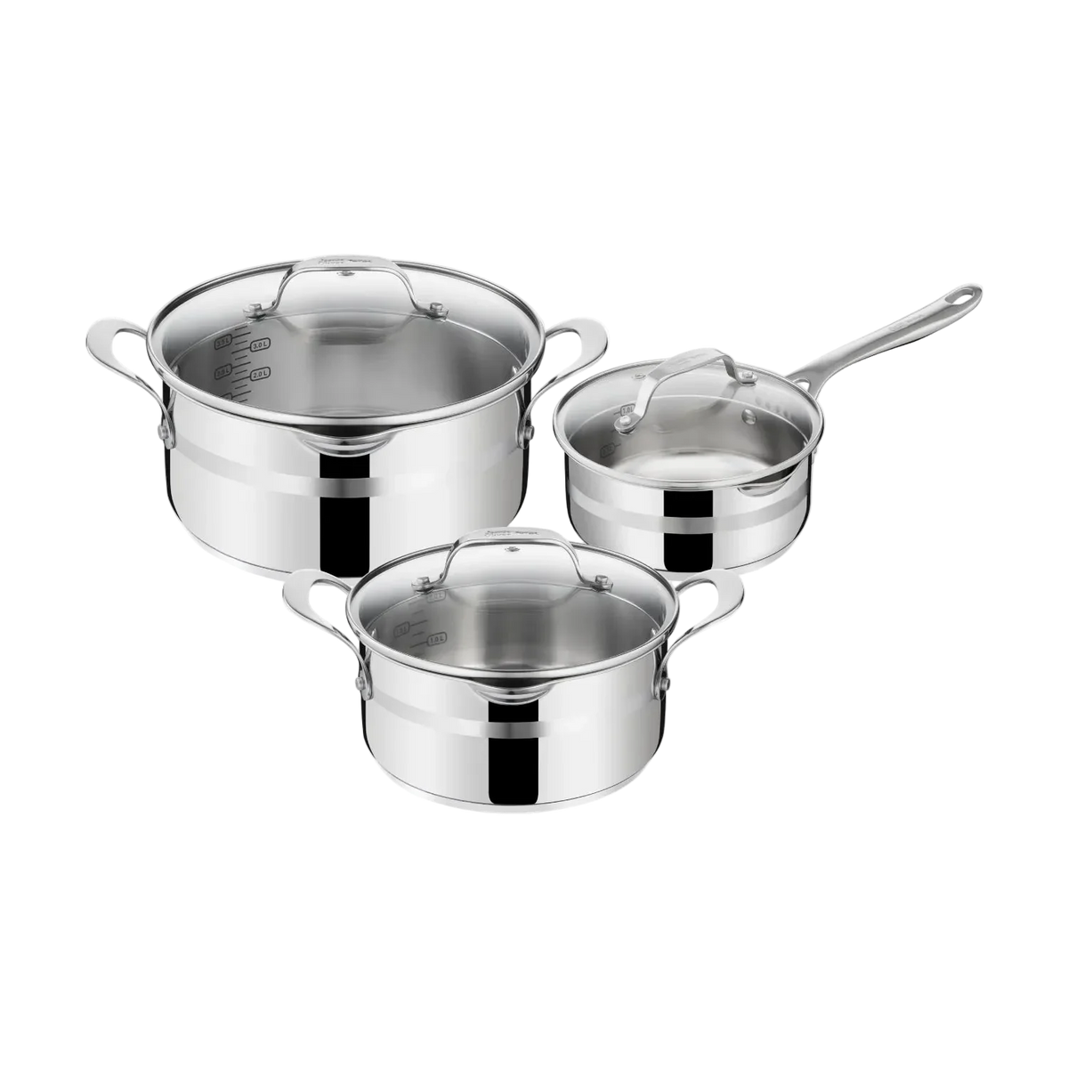 Jamie Oliver by Tefal Cook Smart Induction Stainless Steel 3pc Pot Set + Lids