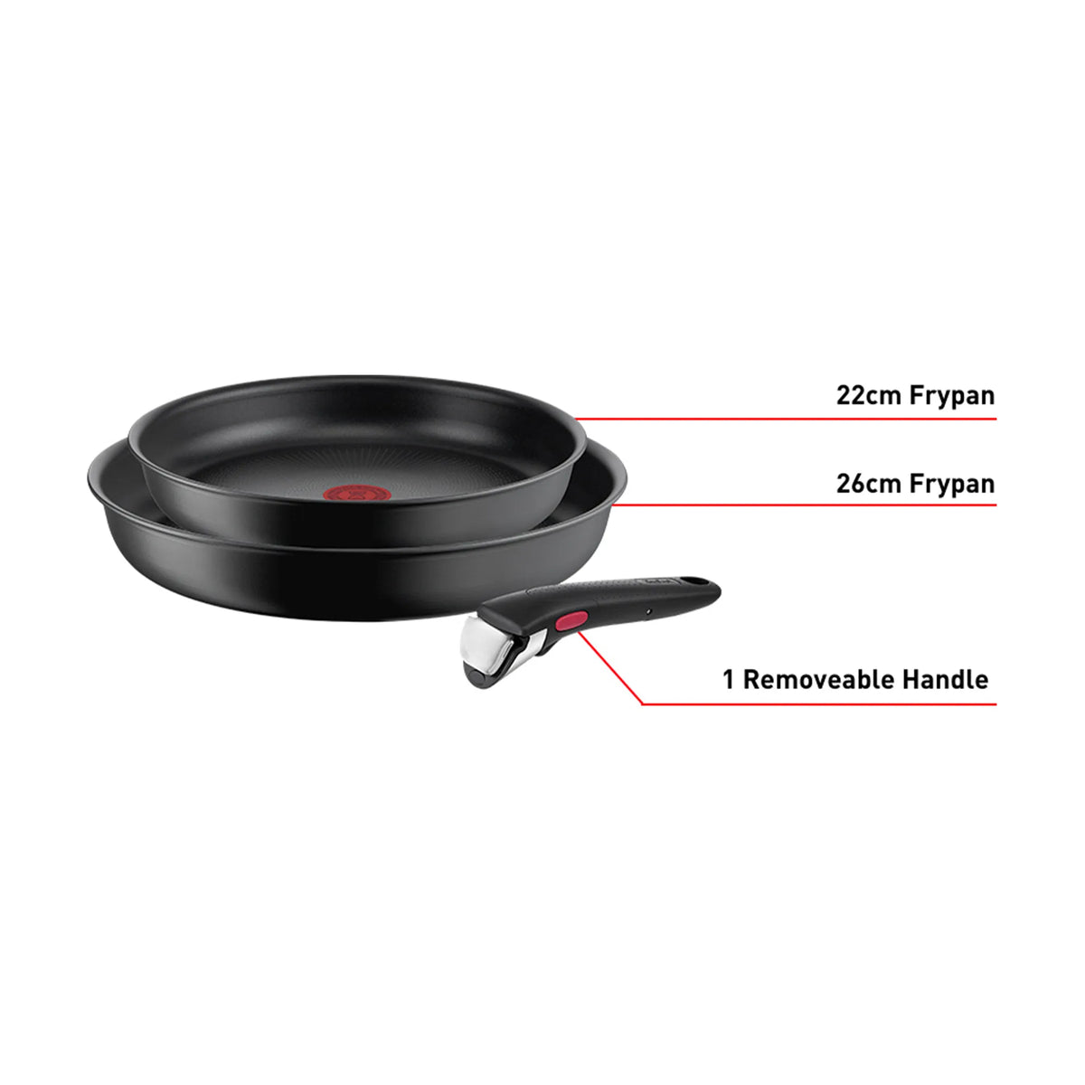 Tefal Ingenio Ultimate Induction Non-stick 3pc Frypan Set 22/26cm