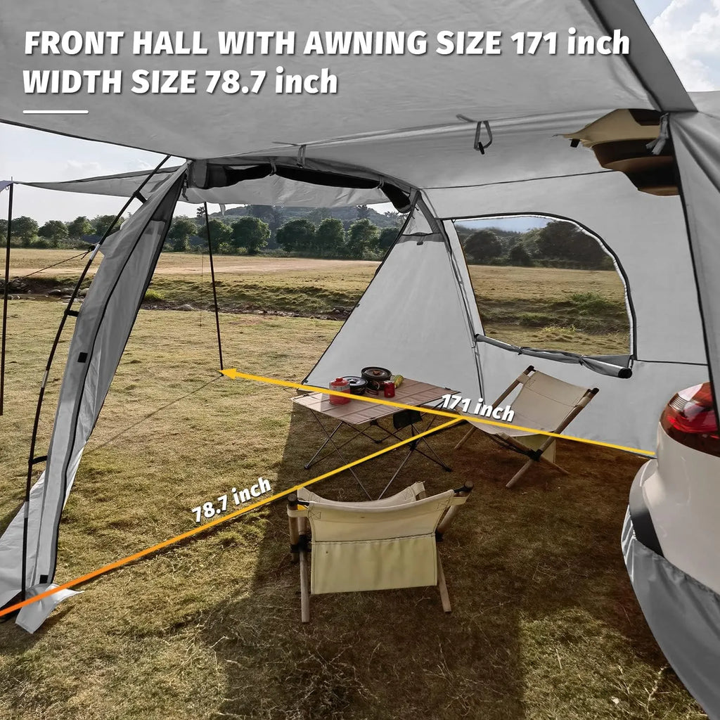 SUV Car Tent, Tailgate Shade Awning Tent for Camping, Vehicle Camping Tents Outdoor Travel (Gray)