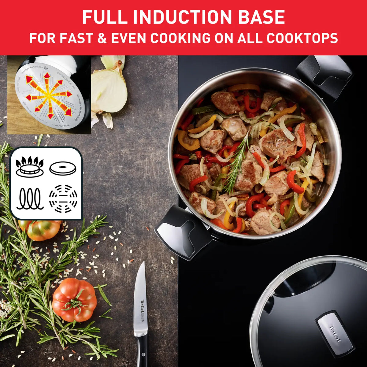 Tefal Emotion Induction Stainless Steel Stockpot 28cm/9L