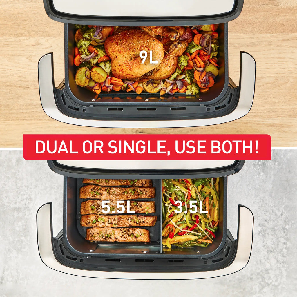 Tefal Dual Easy Fry Flex Black Air Fryer EY9228