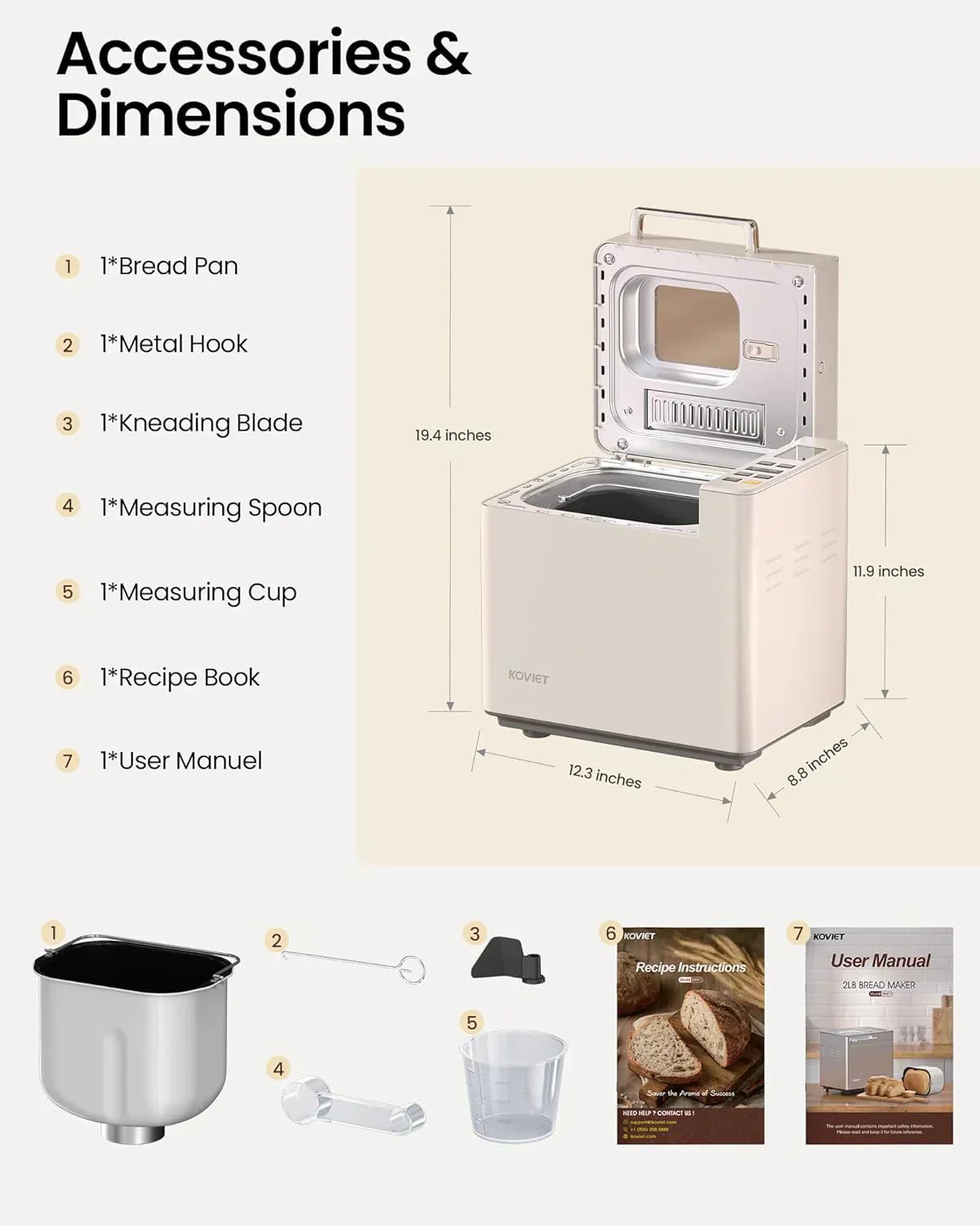 25-in-1 Bread Maker with Automatic Dual Dispenser 2-Pound Stainless Steel Bread Maker