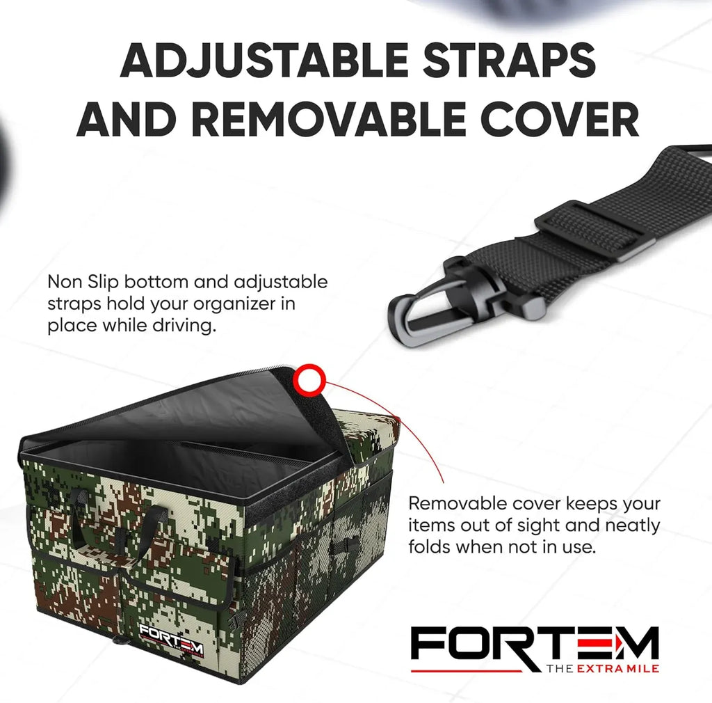 Car Trunk Organizer, Collapsible Multi Compartment SUV Organizer, Foldable Storage for Car Accessories for Women Men, 600D Oxford, Non Slip Bottom, Securing Straps, Soft Cover (65L)