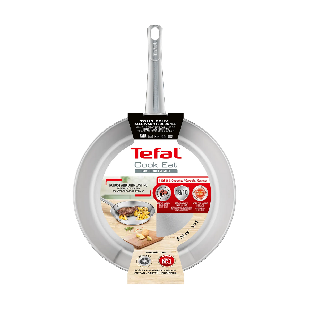 Tefal Cook Eat Induction Uncoated Stainless Steel Frypan 30cm