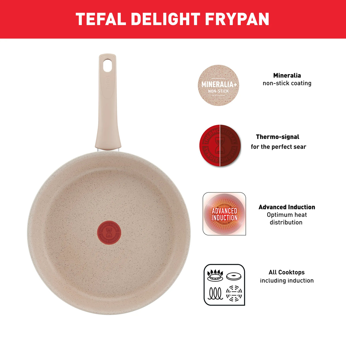 Tefal Delight Induction Mineralia Non-Stick Frypan 28cm