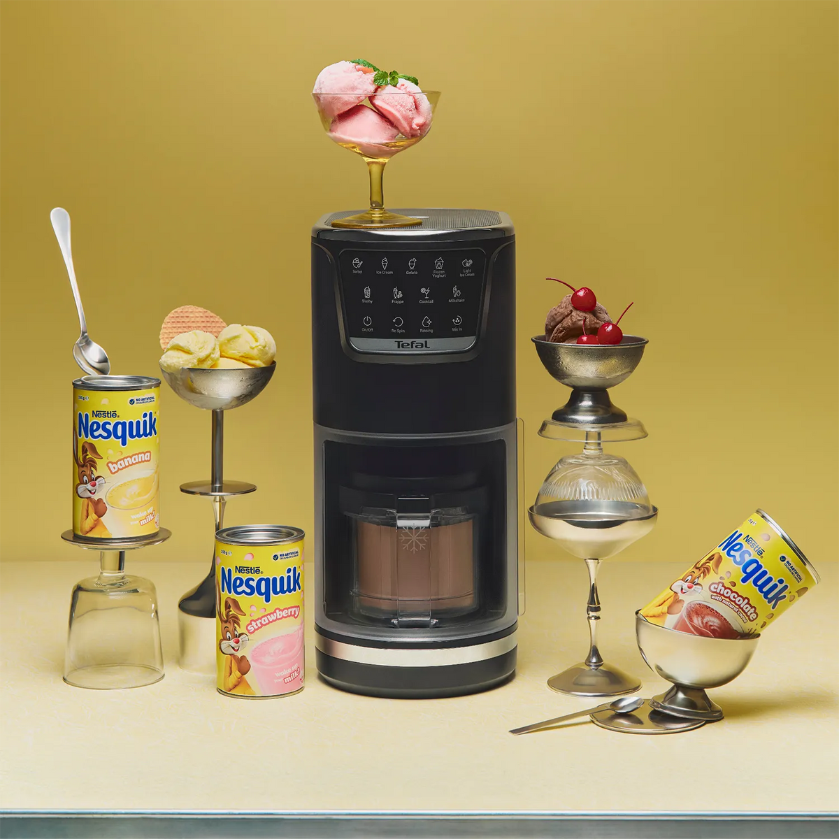 Tefal Dolci Black Knight Ice Cream Maker with Bonus Nesquik Tins