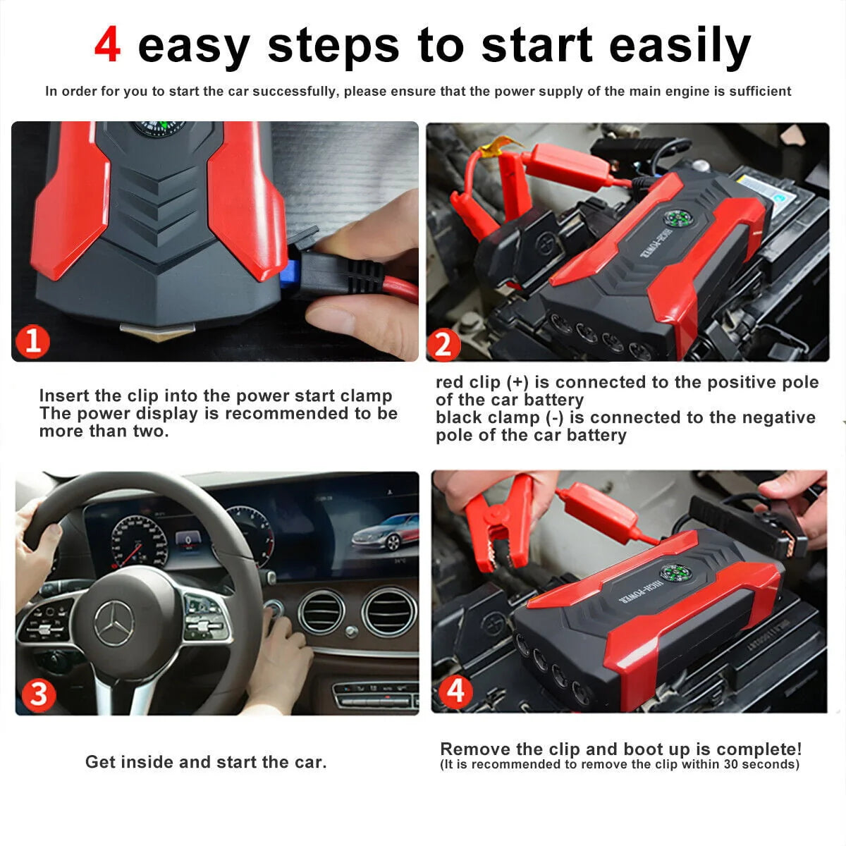DFITO 28000mAh 12V UltraSafe Portable Jump Starter with LED Display for up to 6L Gas and 3L Diesel Engines