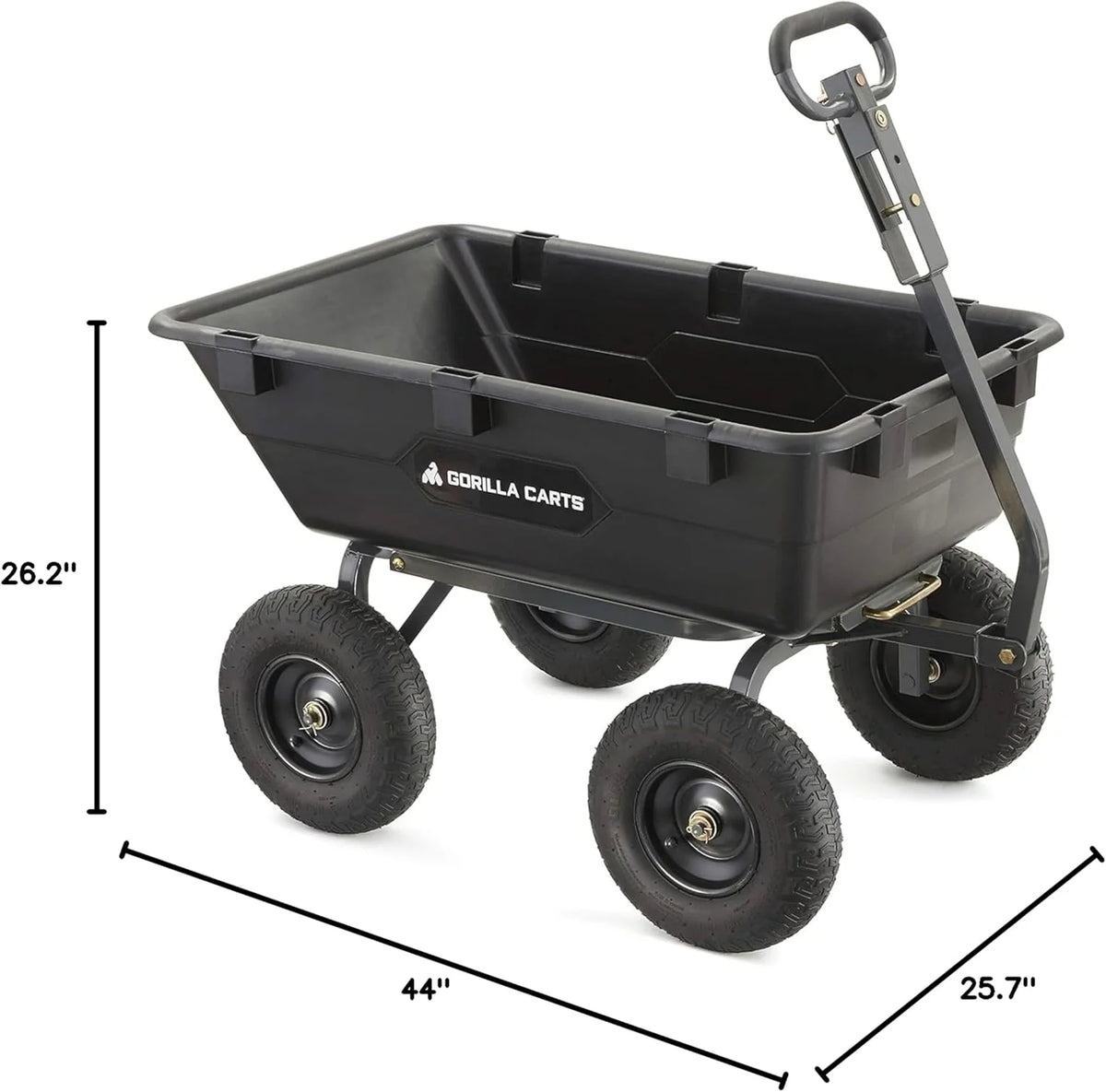 Heavy Duty Poly Utility Dump Wagon Garden Cart w/Pneumatic Tires, 6 Cu Ft - 1200 lb Capacity Outdoor Wheelbarrow for Yard, Landscaping & Gardening, Lawn Tractor or ATV Towable-Gorilla Carts