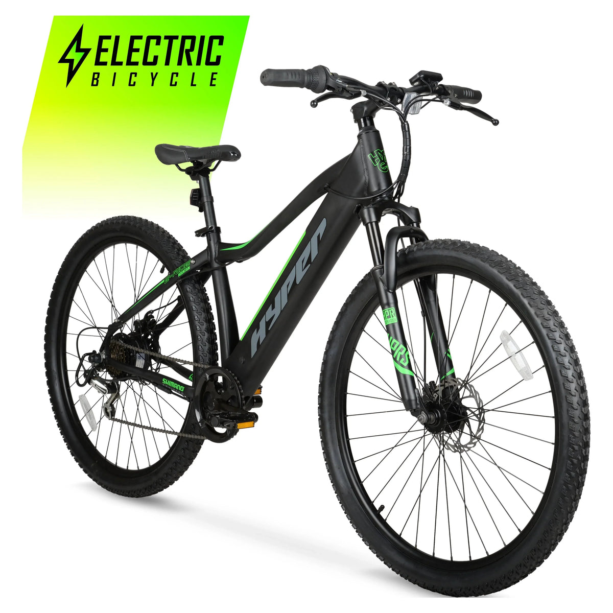 Hyper Bicycles 29 36V Electric Mountain Bike for Adults, Pedal-Assist, 250W E-Bike Motor, Black