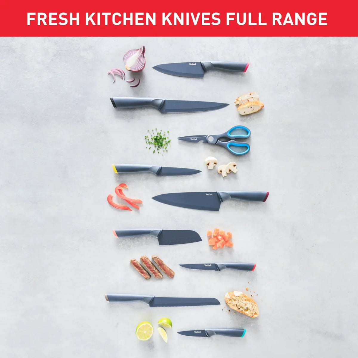 Tefal Fresh Kitchen Non-Stick Stainless Steel Santoku Knife 12cm K1220104