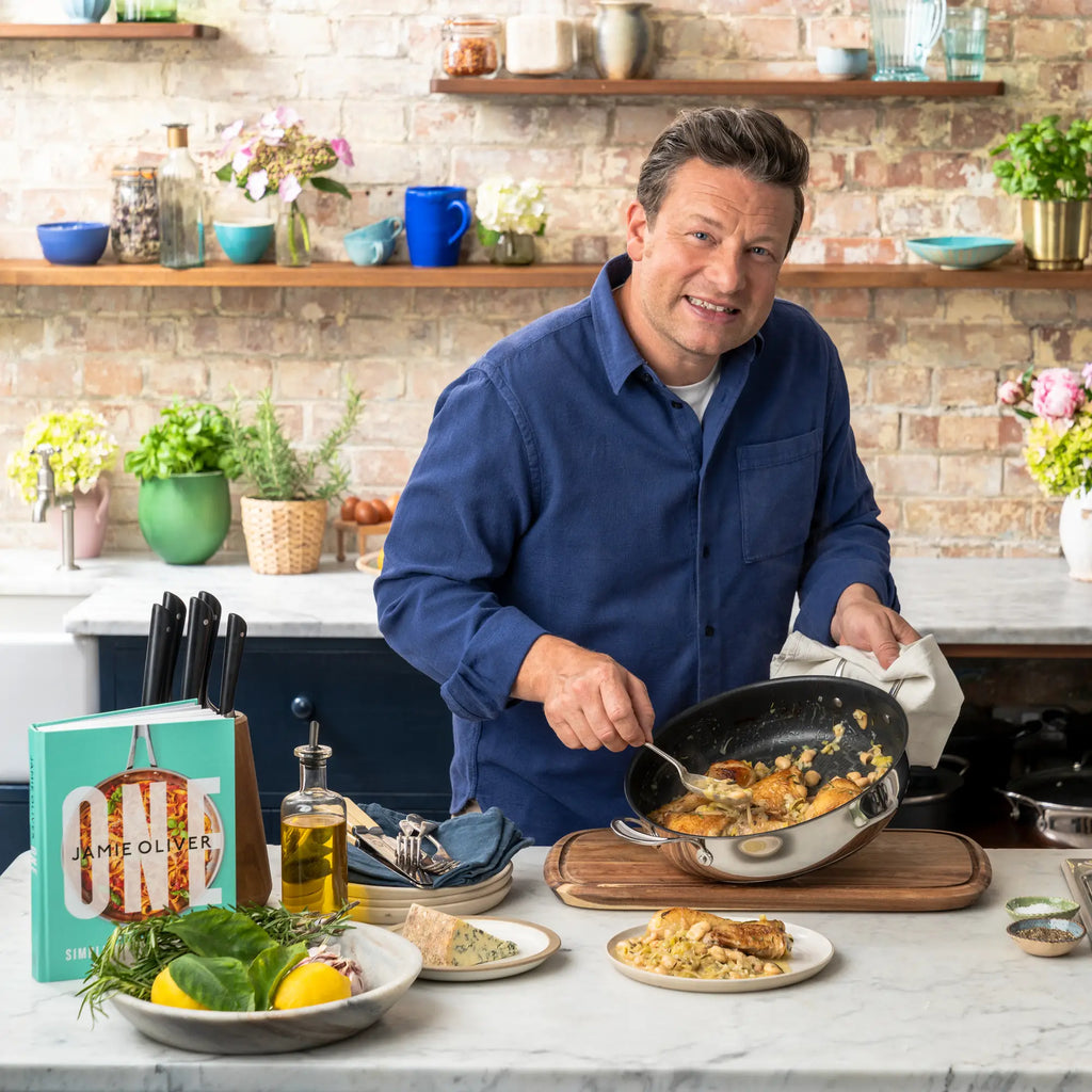Jamie Oliver by Tefal Cooks Classic Stainless Steel Non-stick Induction All-In-One Pan 30cm + Lid