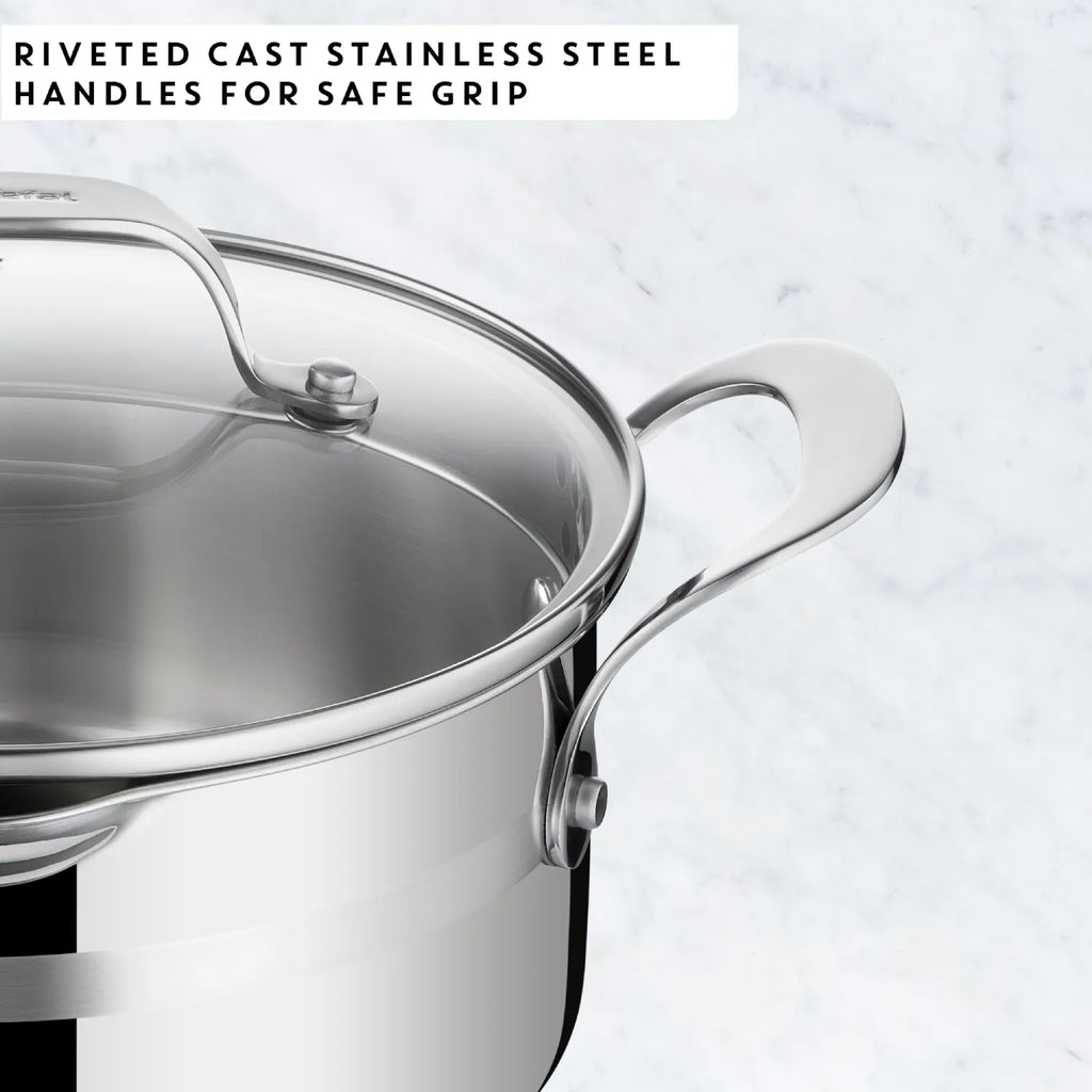 Jamie Oliver by Tefal Cook Smart Induction Stainless Steel 3pc Pot Set + Lids