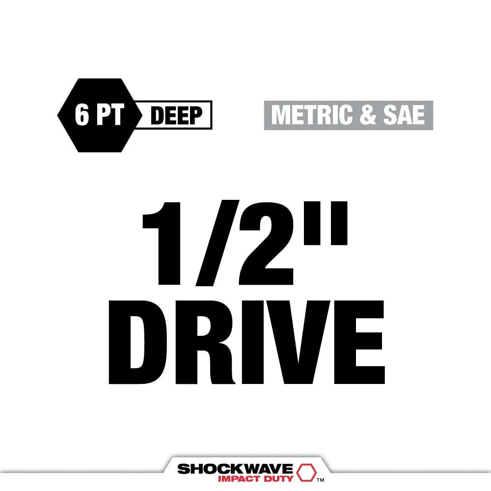 Milwaukee 49-66-7016 29-Piece SHOCKWAVE Impact Duty 1/2 in. Drive SAE and Metric Deep 6 Point Socket Set
