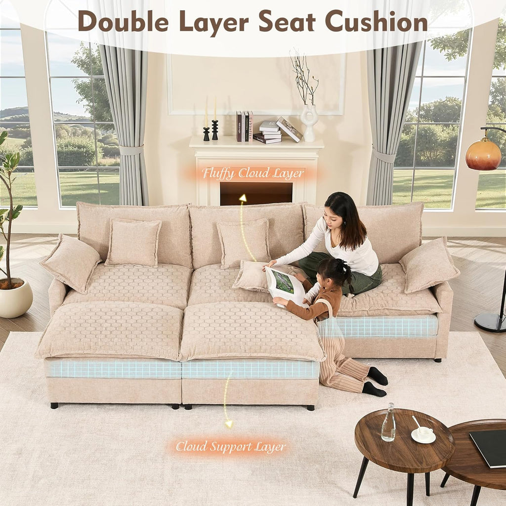 108 Inch U Shape Sofa Sectional Sofa Comfortable Cloud Sofa Living Room Deep Seat Sofa