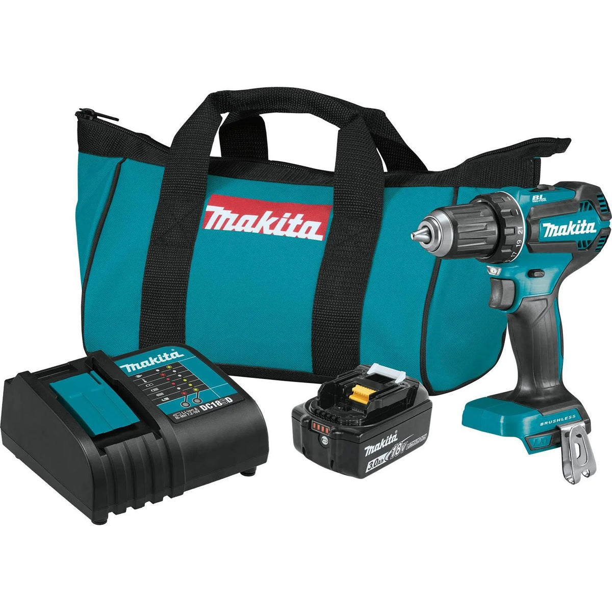 Makita XFD131 18V LXTu00ae Lithium-Ion Brushless Cordless 1/2 Driver-Drill Kit (3.0Ah)