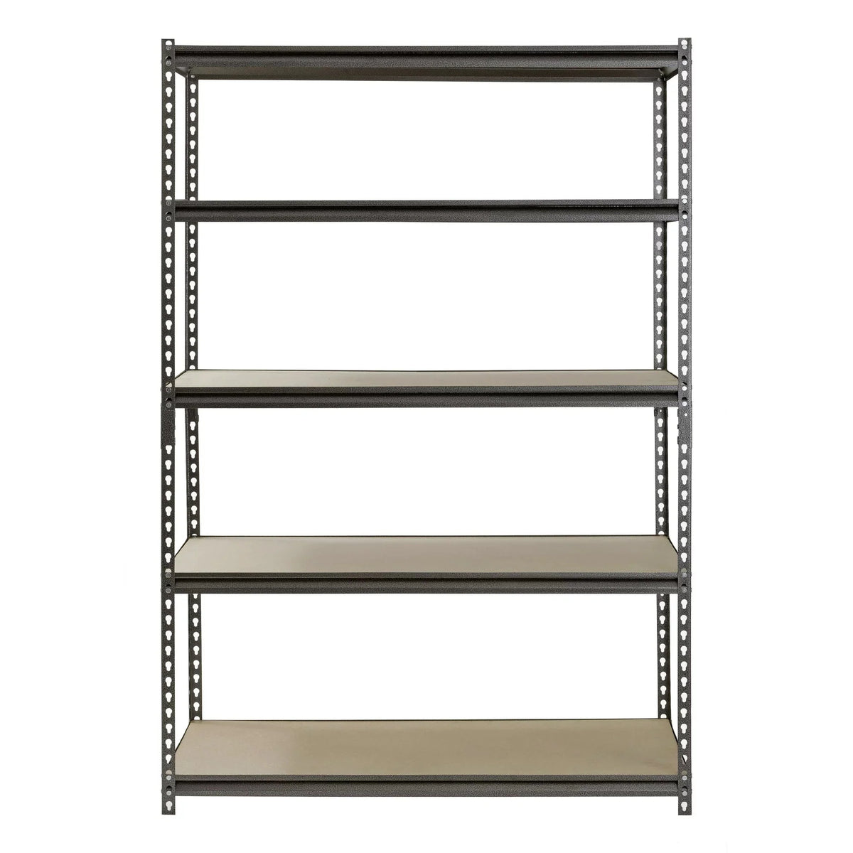 Edsal 48W x 24D x 72H 5-Shelf Steel Freestanding Shelves， Silver-Vein