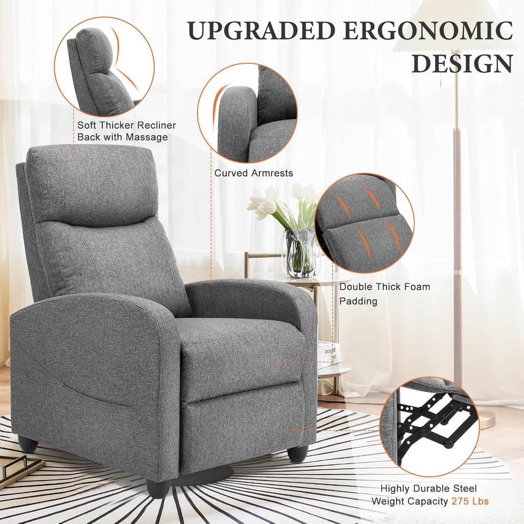 Sweetcrispy Recliner Chair, 360 Swivel Rocker Chair for Adults, Glider Rocker Recliners, Nursery Chairs for Living Room, High Back, Upholstered Deep Seat, Classical Brown
