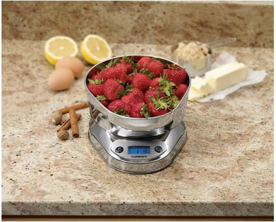 Cuisinart KML-KO3B Precision Chef Bowl Electronic Kitchen Scale, Silver, 2.5 x 7.4 x 9.25