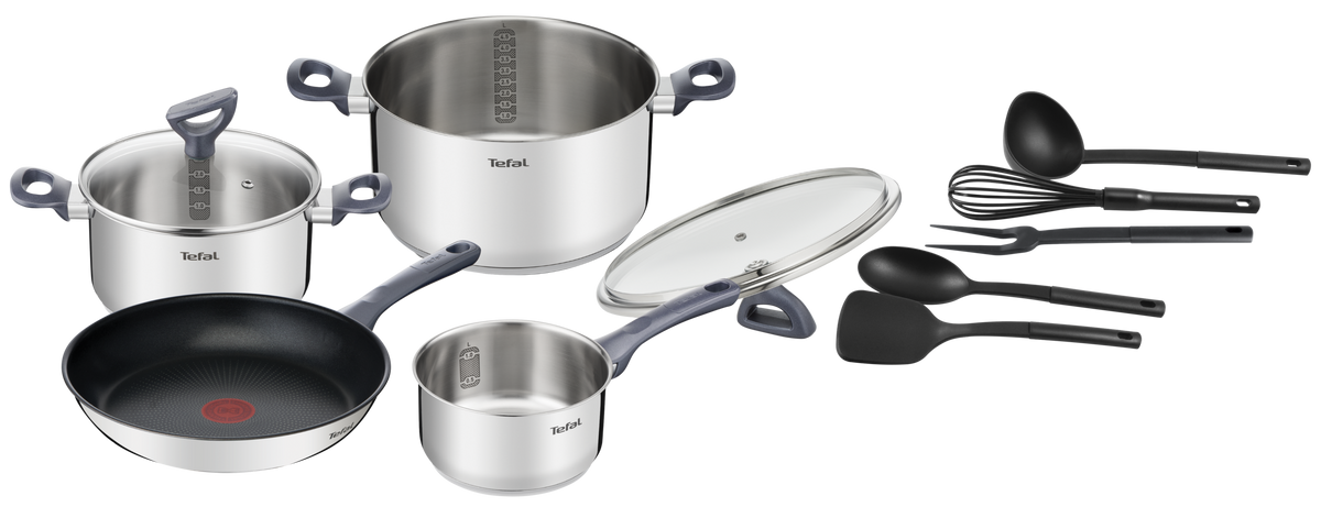 Tefal Daily Cook Stainless Steel Induction 4pc Set + Utensils