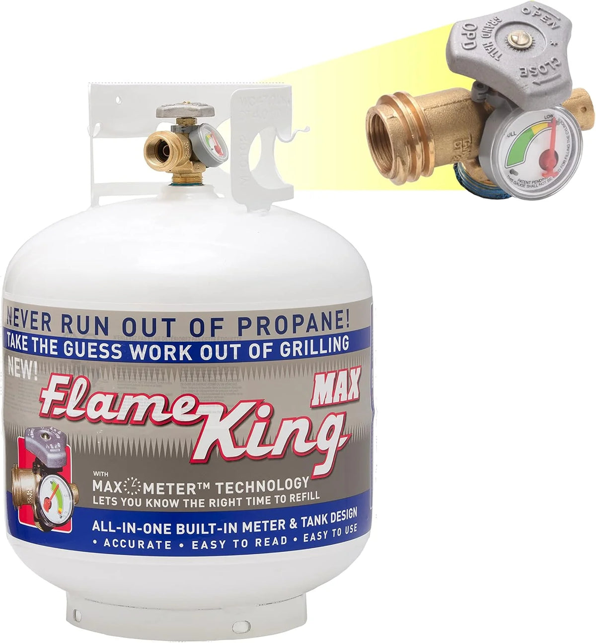 Pound Steel Propane Tank Cylinder with OPD Valve and Built-in Gauge, 20 lb Vertical-Flame King