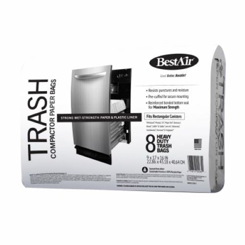 Best Air WMCK133508 8-Pack Of Paper Trash Compactor Bags - Quantity of 9