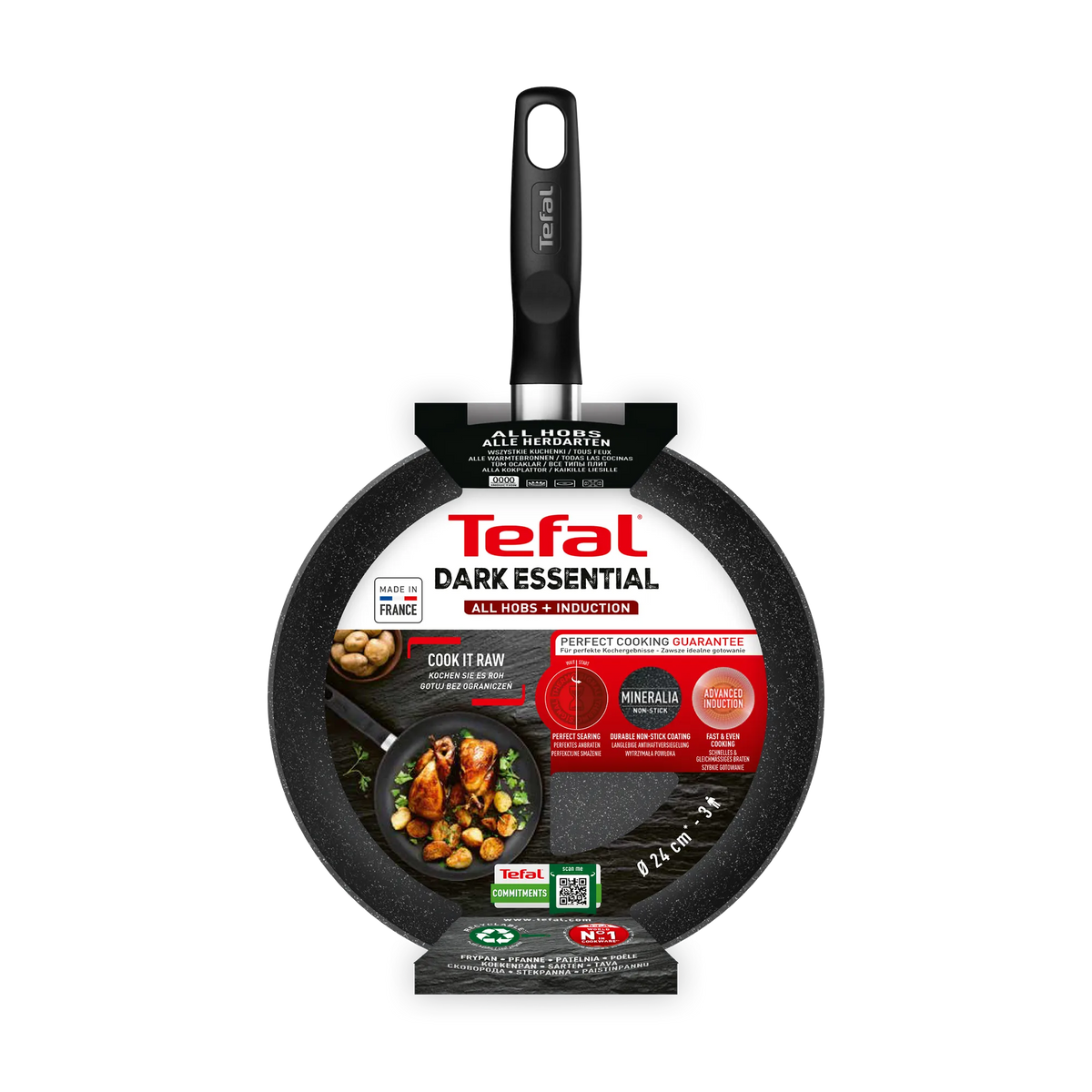 Tefal Dark Essential Mineralia+ Non Stick Frypan 24cm