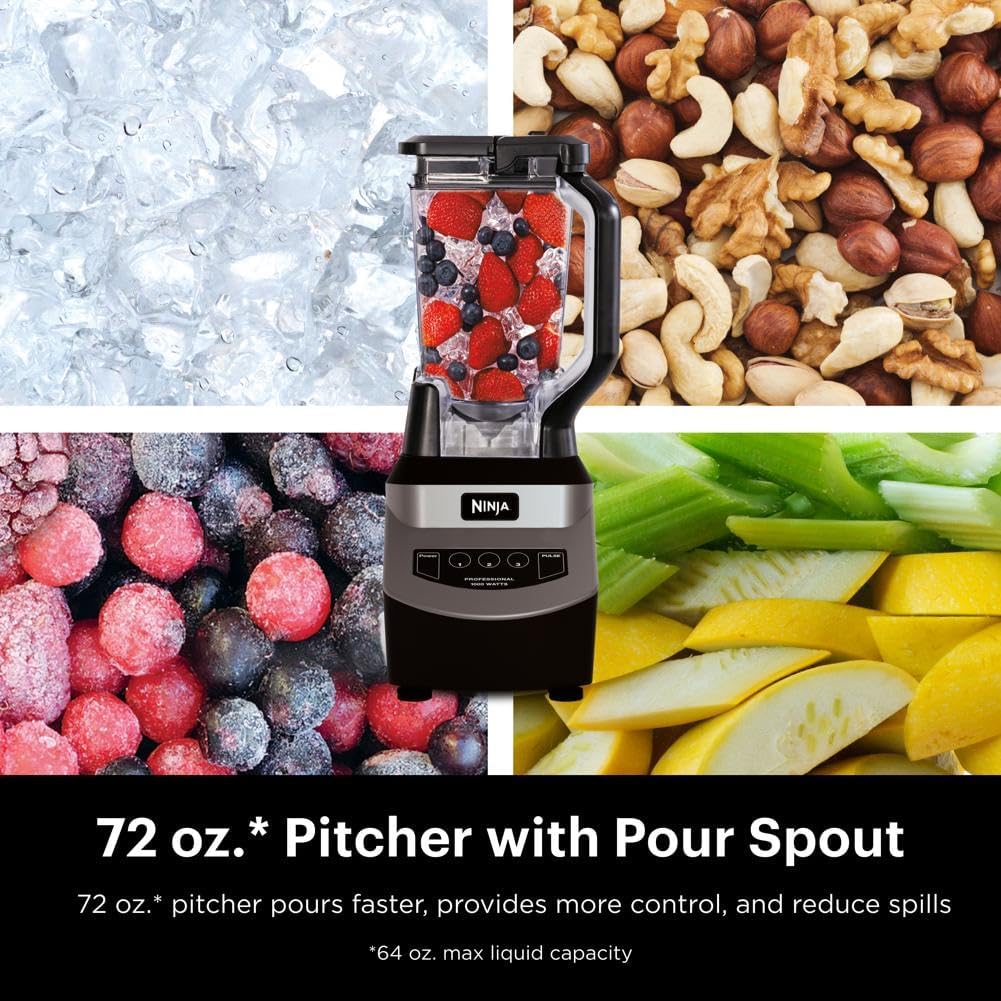 Ninja BL660 Professional Compact Smoothie and Food Processor Blender 1100W 3 Functions