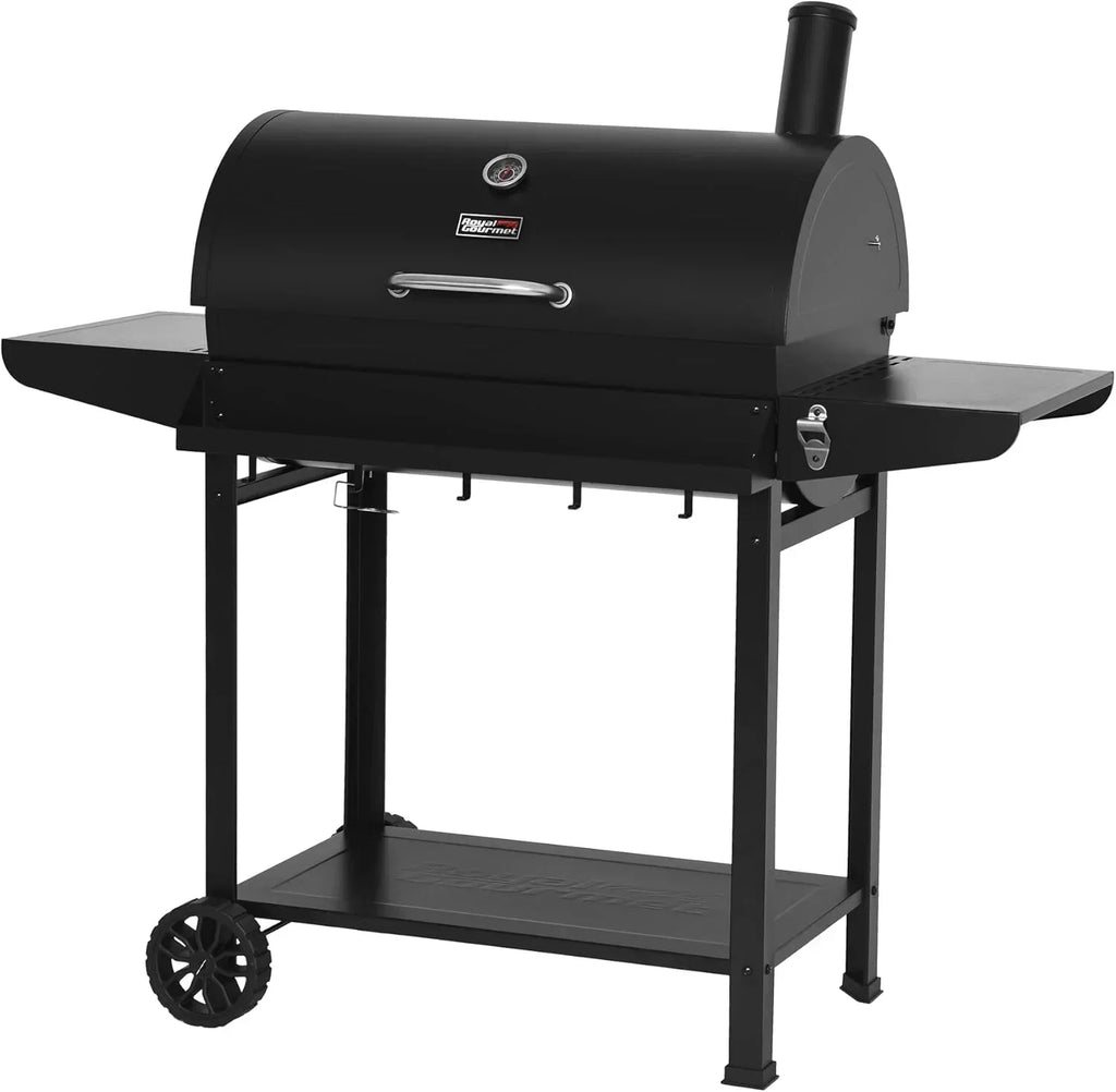 Royal Gourmet CC1830T 30-Inch Barrel Charcoal Grill Warming Rack Front Storage Basket BBQ Grill