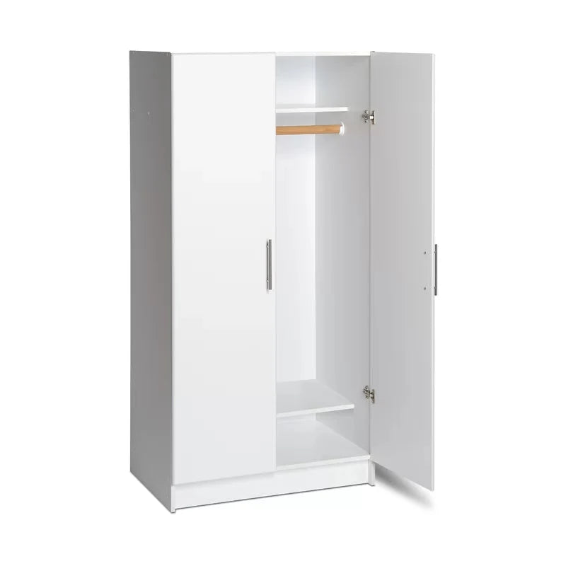 Prepac Elite 2 Door Wardrobe Cabinet， 32 W x 65 H x 20 D， White