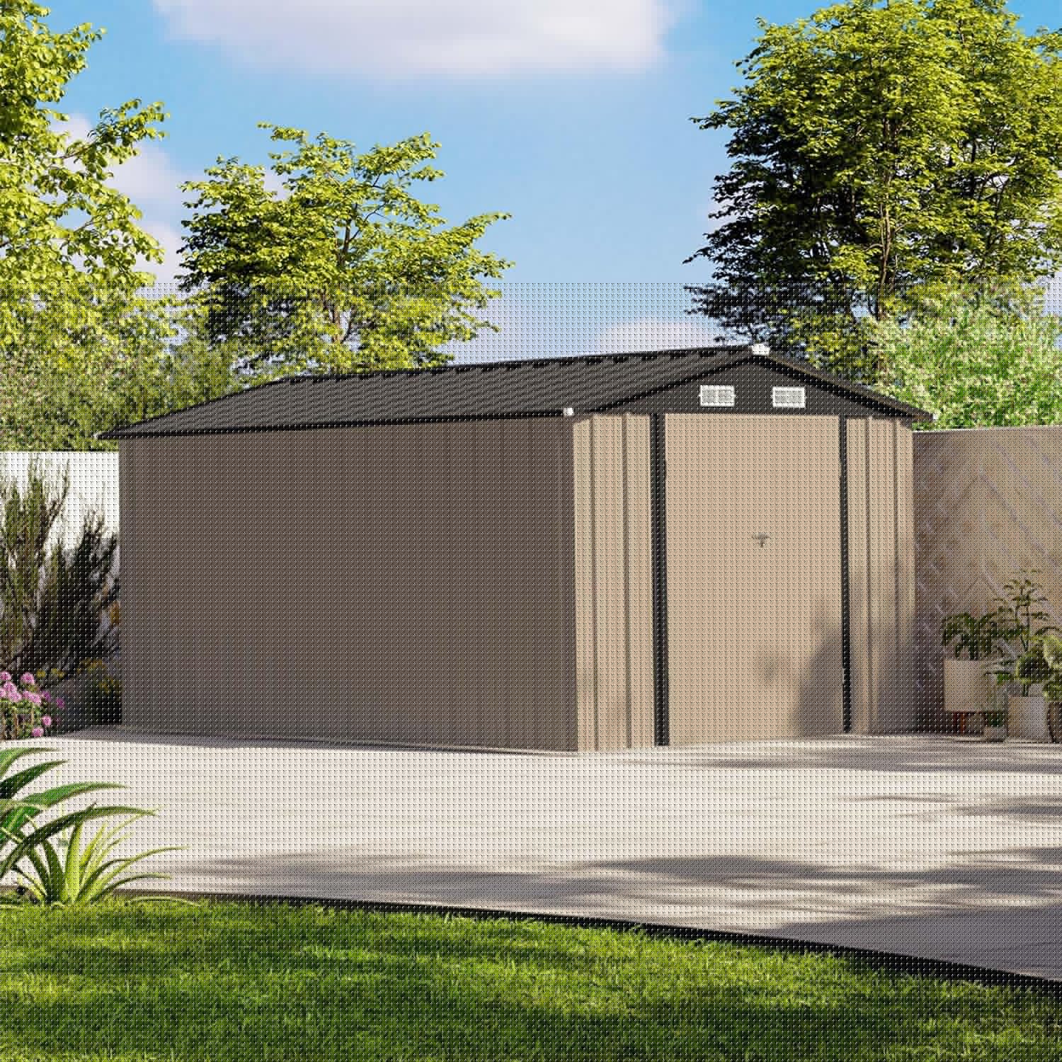 Patiowell 5x3 FT Outdoor Storage Shed Tool Shed with Sloping Roof and Lockable Door Metal Shed