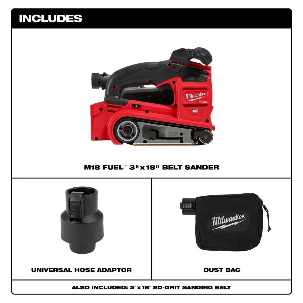 Milwaukee 2832-20 M18 FUEL 18V 3 x 18 Cordless Li-Ion Belt Sander - Bare Tool