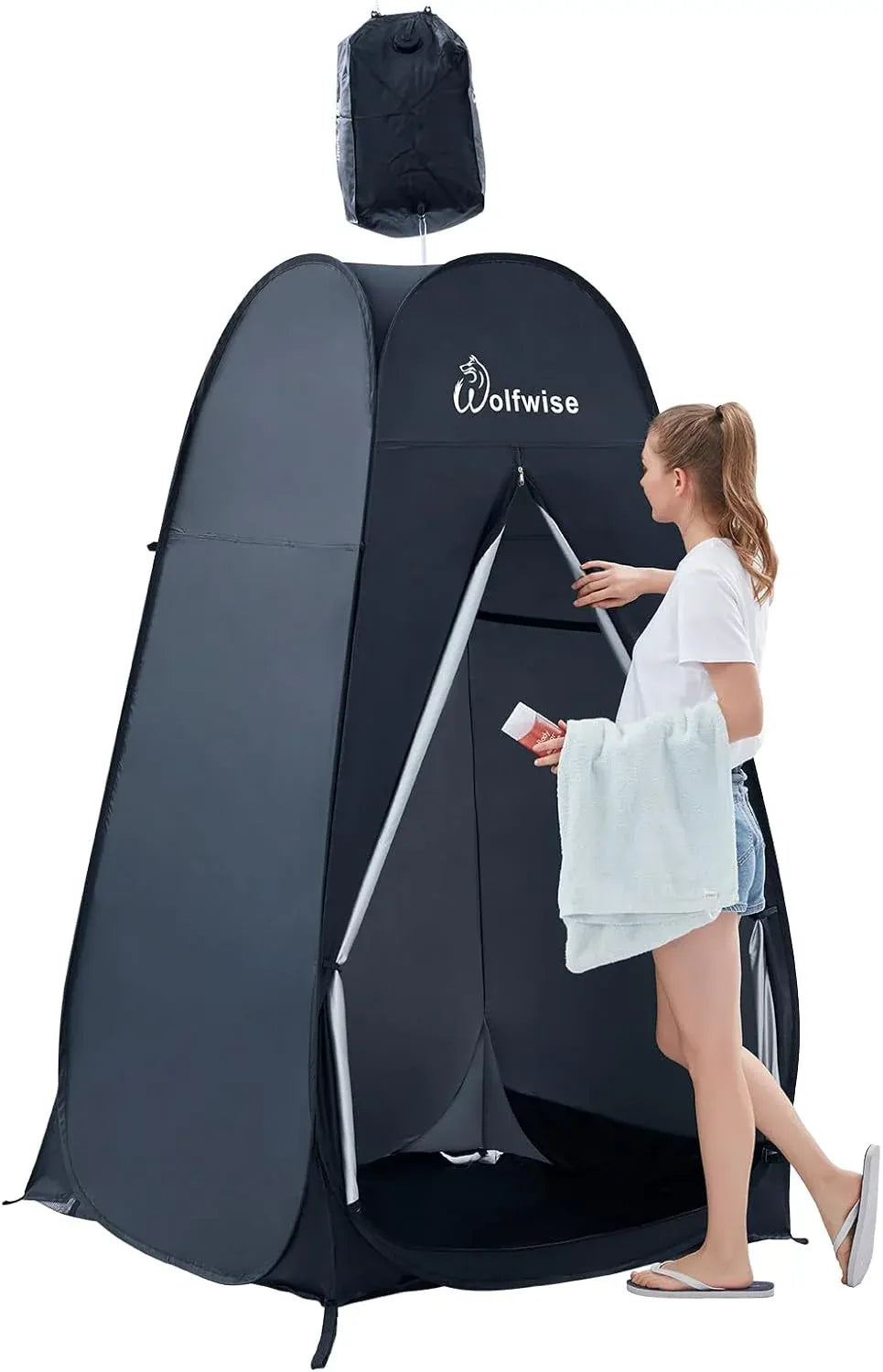 WolfWise 6.6FT Portable Pop Up Shower Privacy Tent Spacious Dressing Changing Room for Toilet Camping Biking Beach