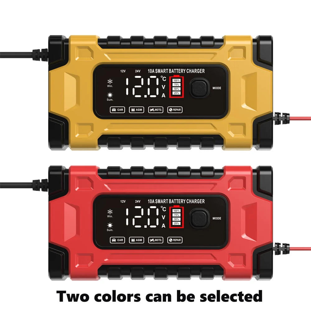 FASLMH Battery Charger 10A 24V5A Smart Automatic Car Battery Charger with LCD Screen Pulse Repair Charger Pack Battery Maintainer for Car, Lawn Mower, Motorcycle, Boat, SUV and More