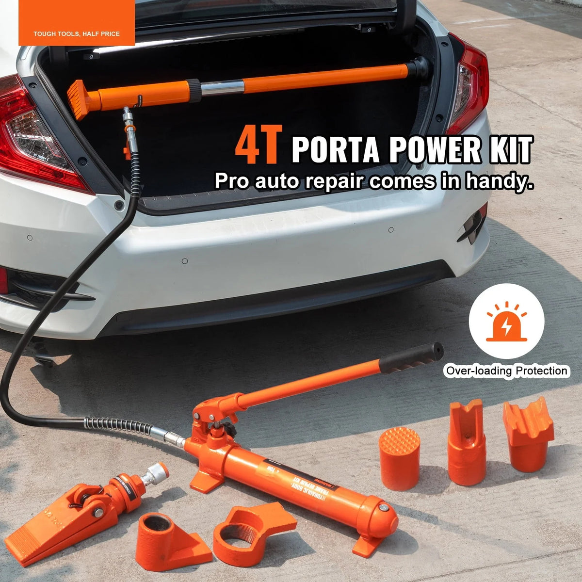 BENTISM 4 Ton Porta Power Kit Hydraulic Jack Air Pump Lift Ram Tool Auto Body Frame Repair Power Kits