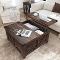 35.6 Farmhouse Lift Top Coffee Table, Square Center Table with Charging Statio