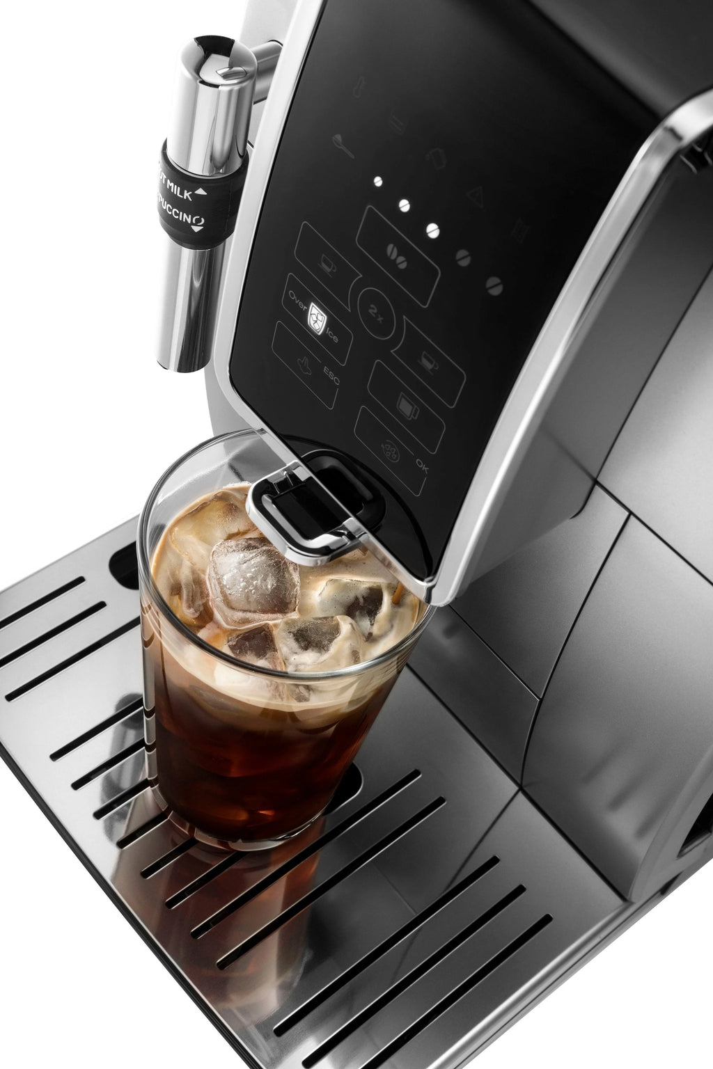 De'Longhi - Dinamica TrueBrew Over Ice Fully Automatic Coffee and Espresso Machine- Chrome and Black