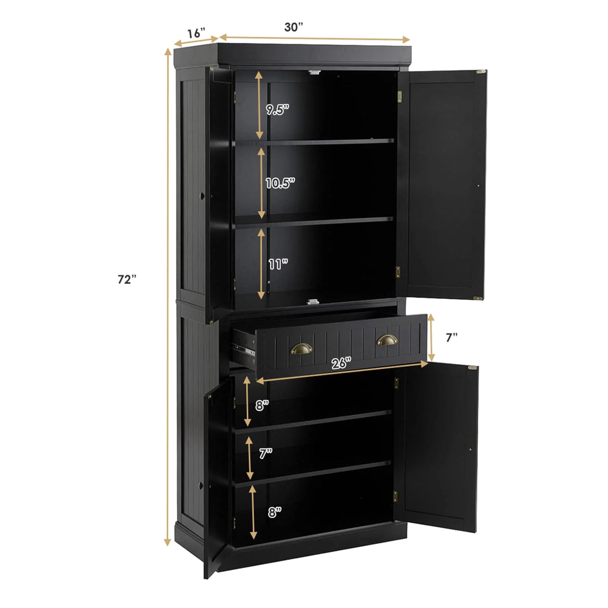 Tangkula Freestanding Cupboard Traditional Adjustable