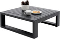 Outdoor Side Table Patio Aluminum Square End Table for Bistro Cafe Patio Small Coffee Table with Slat Top,Grey Frame
