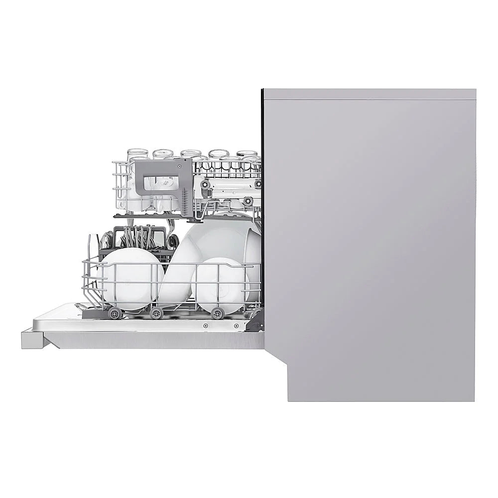 LG - 24 Front Control Dishwasher with Stainless Steel Tub, WiFi, QuadWash, and 48dB - Stainless steel