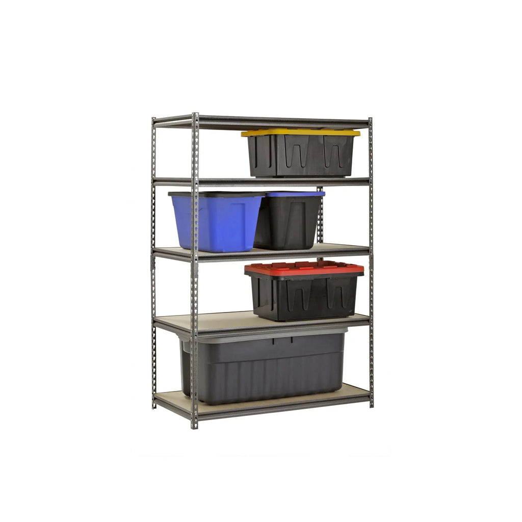 Edsal 48W x 24D x 72H 5-Shelf Steel Freestanding Shelves， Silver-Vein