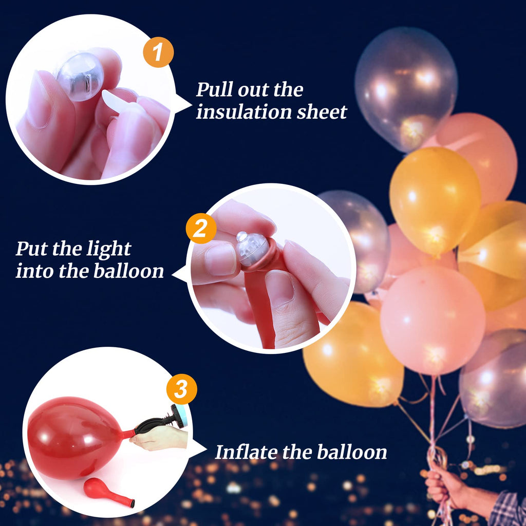 100PCs Mini Led Lights, Led Balloons Light up Balloons for Party Decorations Neon Party Lights for Paper Lantern Easter Eggs Birthday Party Wedding Halloween Christmas Decoration - Blinking White