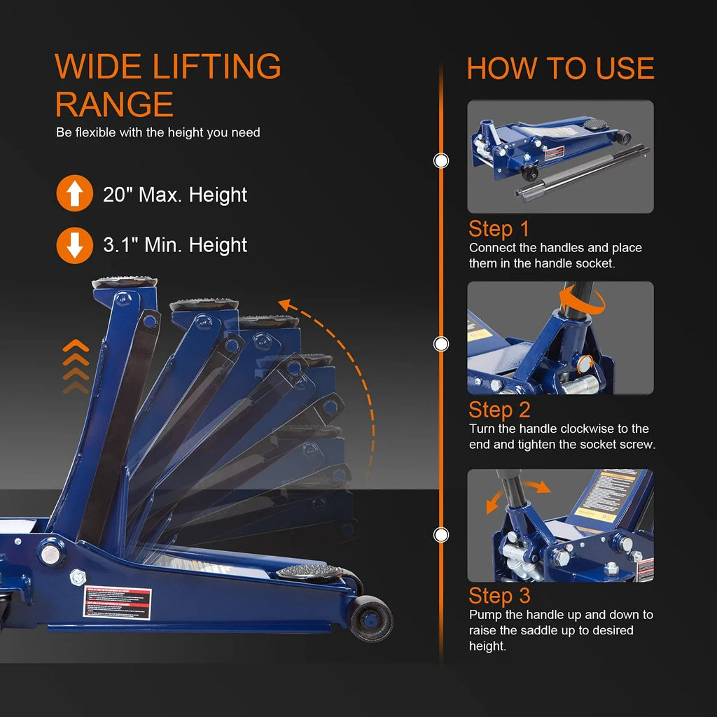 TCE Service/Floor Jack Torin Hydraulic Ultra Low Profile Heavy Duty Steel with Dual Piston Pump DWT830026XU